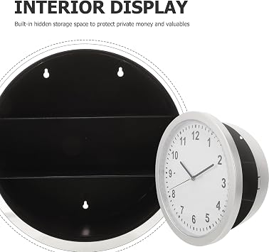 WOONEKY Secret Compartment Clock Storage Box White Plastic Money Locker with Easy to Carry Design and Decorative Element for Home Safe Key Hider and Valuables Storage
