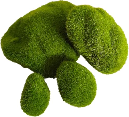 Miniatura 4 de Rocas de musgo artificiales decorativas de 4 tamaños, piedras de bolas de musgo verdes, piedras falsas para arreglos florales, manualidades de