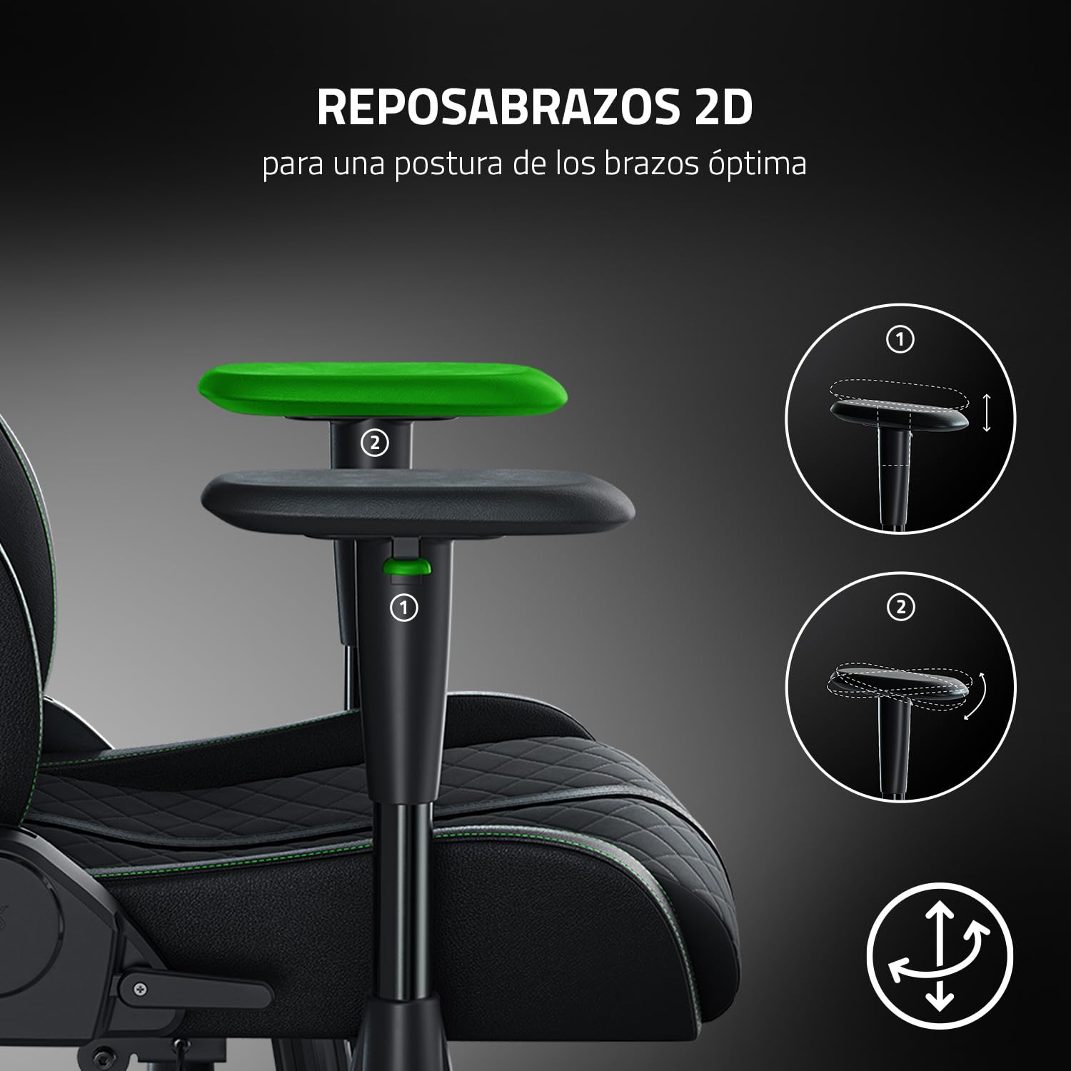 Enki X - Silla para juegos con soporte lumbar integrado, silla de escritoriode oficina (cuero sintético multicapa, relleno de espuma, almohadilla para la cabeza, altura ajustable) Verde
