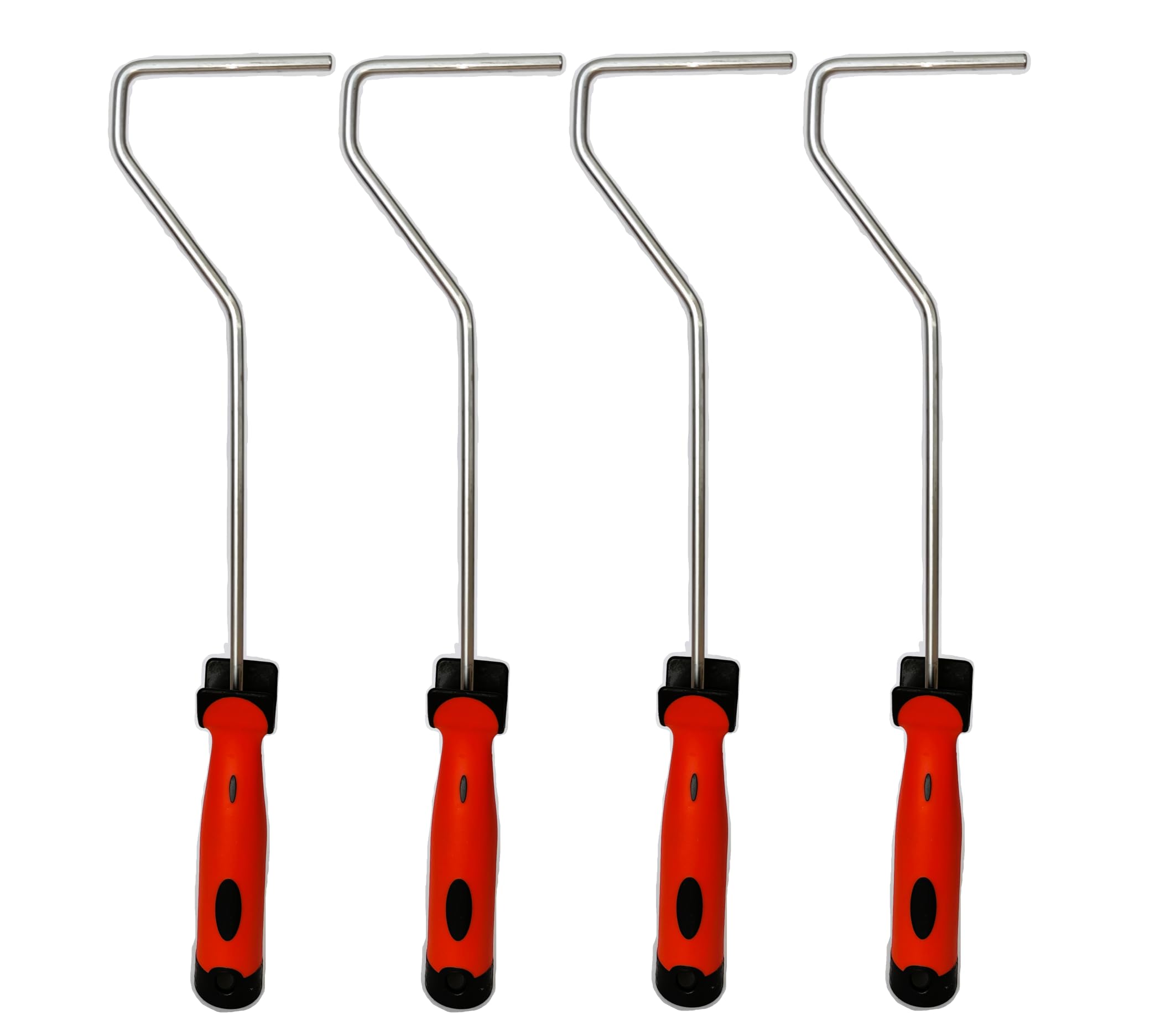 Set 4 Manici/Telai Rullo Quercos Soft Ø6 mm | Lunghezza 40 cm | Archetto in acciaio zincato | Impugnatura bi-materiale ergonomica | Per mini rulli 10–12 cm | Pacco risparmio fai-da-te e pittori