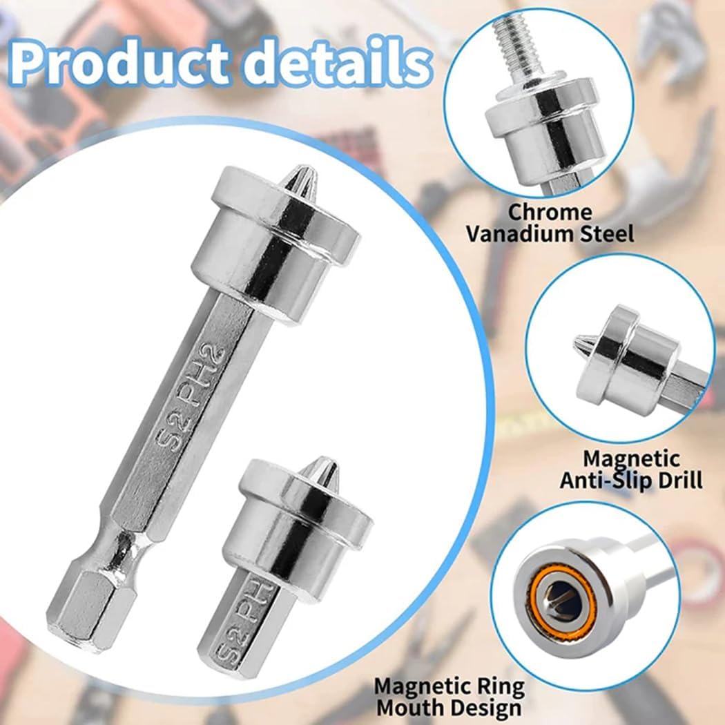 5pcs Set TEURSA ® Premium Magnetic Drywall Screw Setter - PH2 Bits for Plasterboard - Hex Shank Positioning Bit - Easy Drywall Installation - Drill Accessory (5pcs 2'')
