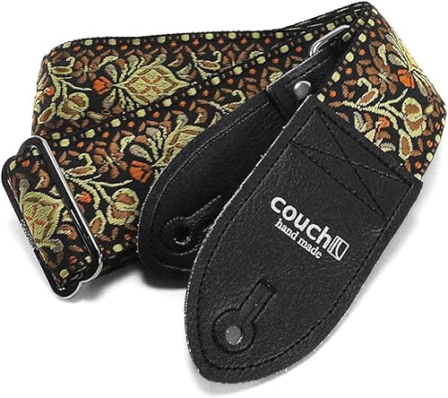 Miniatura 2 de Correa de guitarra boho de los años 60 con cinturón de seguridad reciclado, fabricado en Estados Unidos por Couch Guitar Straps, Atardecer