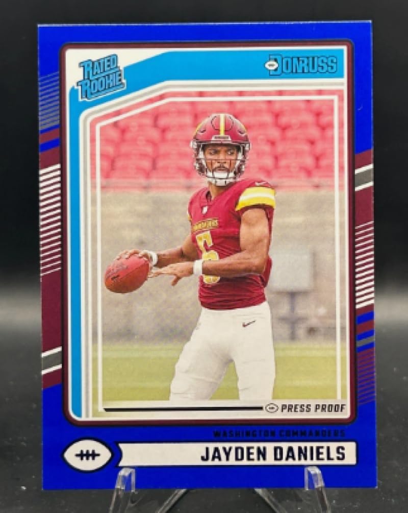 Football Trading Card 2024 Donruss Press Proof Blue #389 Jayden Daniels Rated Rookie EX++ Excellent++ Commanders