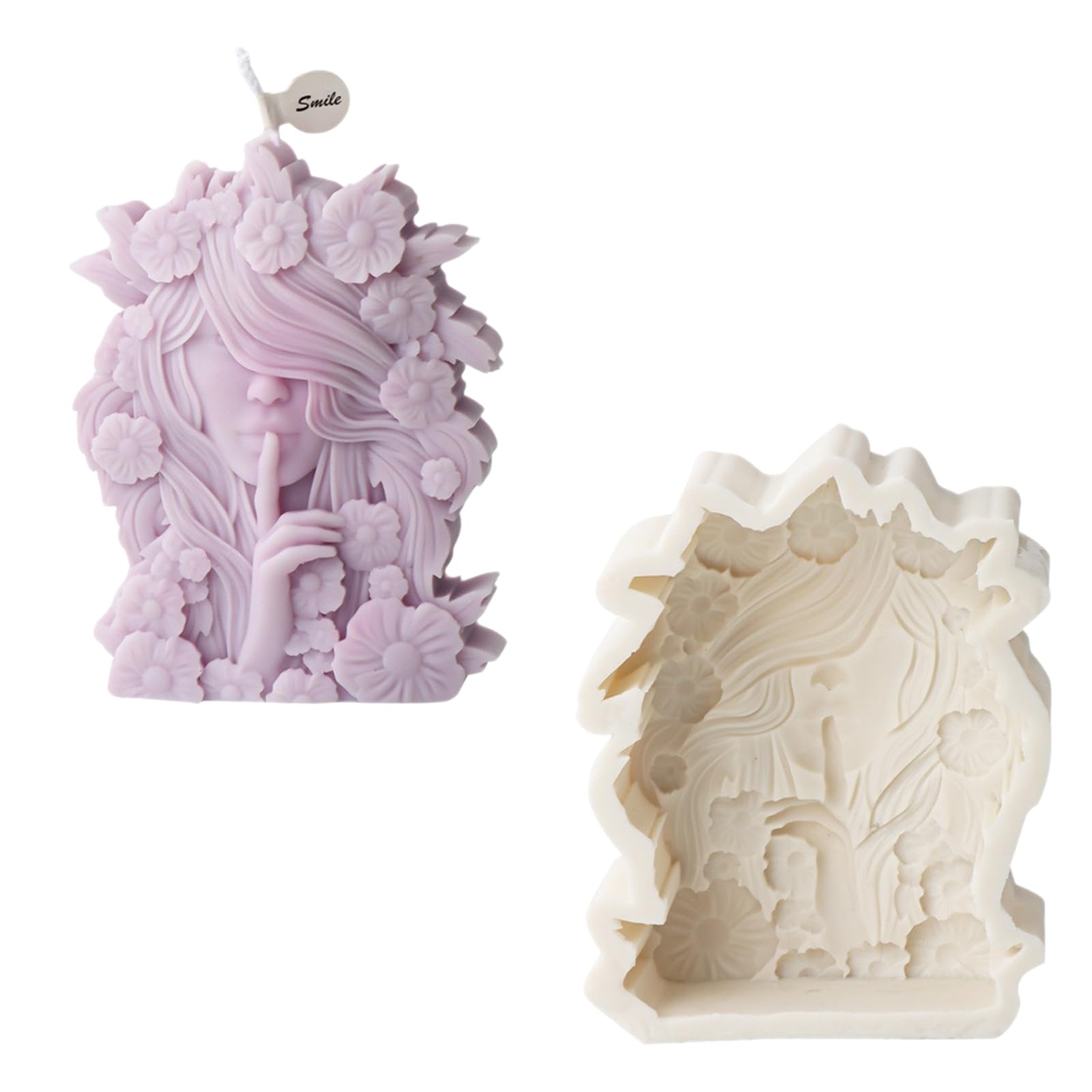 Precioso molde de silicona con forma de niña de las flores, S | Decoraciones de velas únicas, forma de vela suave y flexible para proyectos, forma llamativa en forma de
