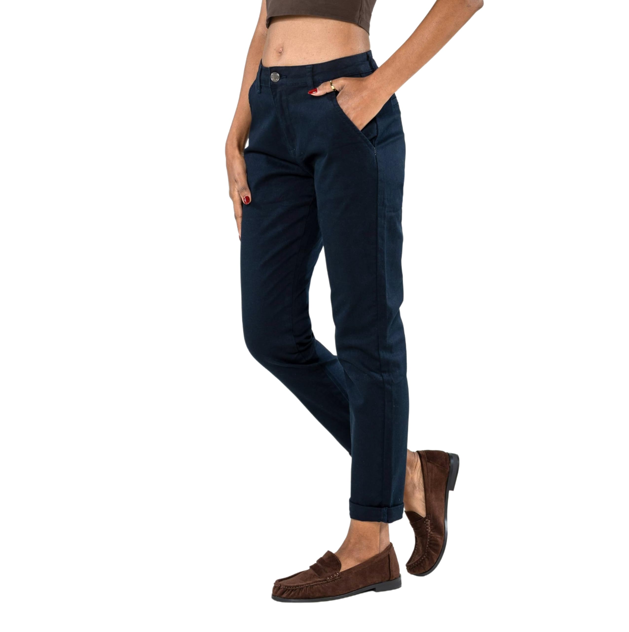 Nina Carter J250, pantaloni chino da donna, comodi, a vita media, slim fit, in cotone, elasticizzati, per tutti i giorni, per il tempo libero