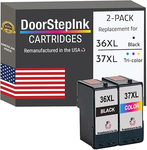 DoorStepInk Cartucho de tinta remanufacturado en Estados Unidos para Lexmark 36XL 36 XL 37XL 37 XL 18C2170 Negro 18C2180 Color para Z Series Z2420