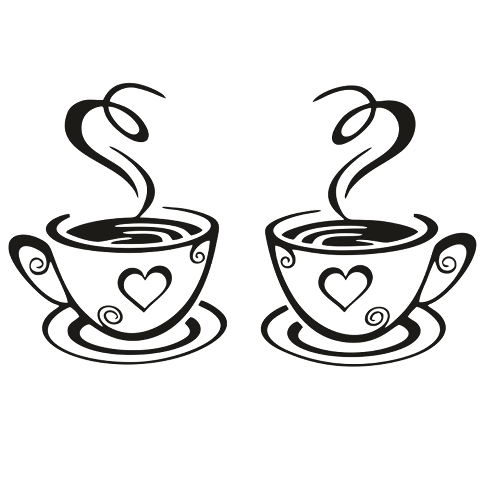 Kitchen Decor Coffee Wall Decals Murals, Coffee Cups Wall Decor DIY Removable Vinyl Wall Stickers Art Wallpaper Sticker for Kitchen Cupboards Restaurant Pub (2 Cups)