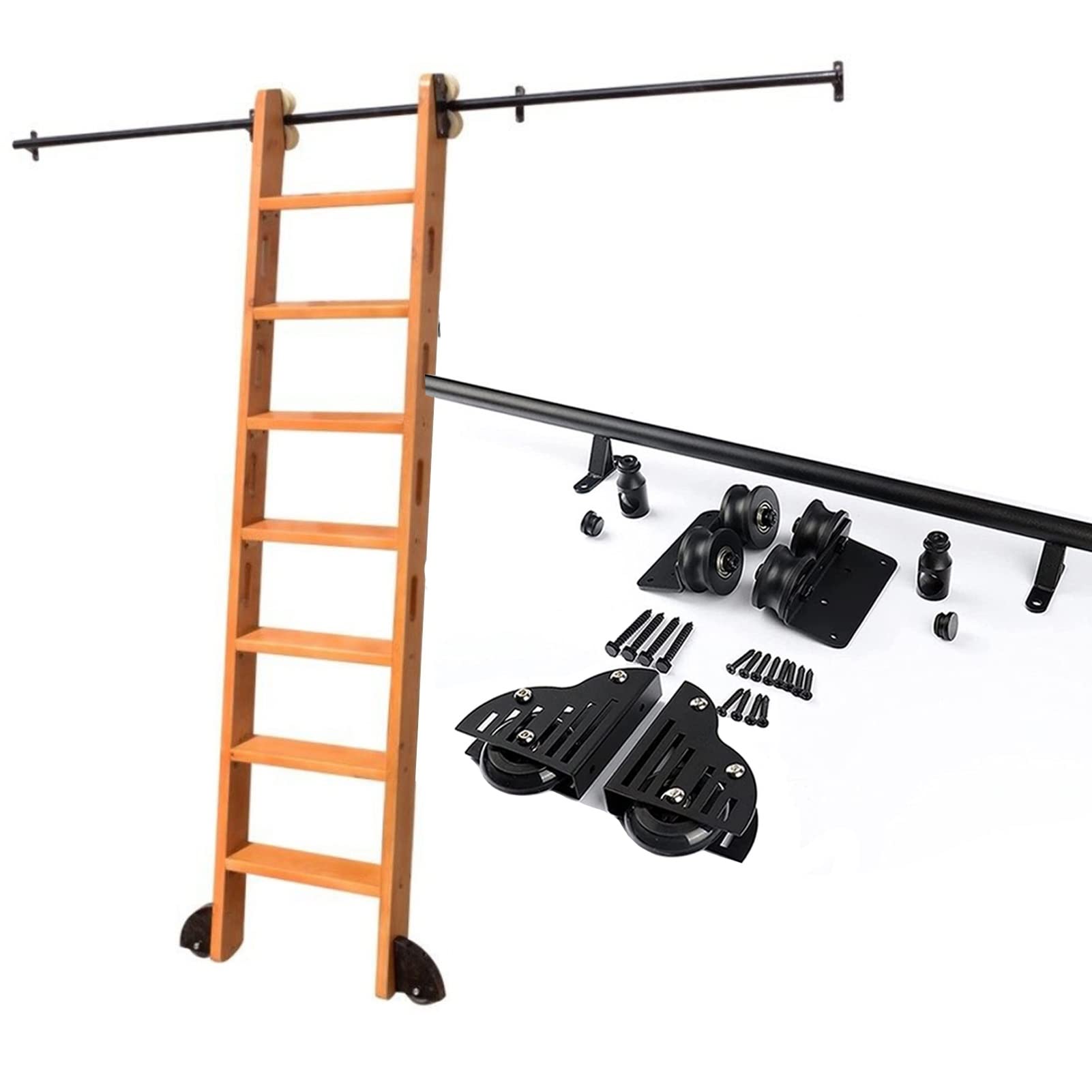 LWJSOCP 3.3ft-20ft Rolling Ladder Hardware Kit,Library Sliding Roller Ladder Hardware Kit Track/Rail(No Ladder), Sliding Ladder Hanging Rail + Extension Rail (Size : 13ft/400cm Track kit)