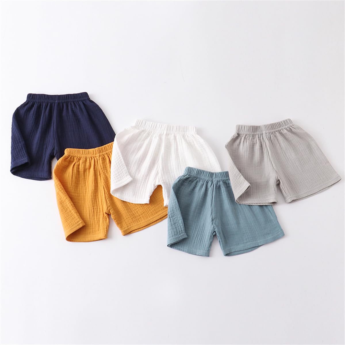 3er Pack Baby Kinder Jungen Mädchen Baumwolle Leinen Shorts Sommer Musselin Kurz Hose 6 Monate-6 Jahre Sommerhose Leichte Atmungsaktive Einfarbige Lässige Kurze Hosen Gr. 74/80/86/98/104/116