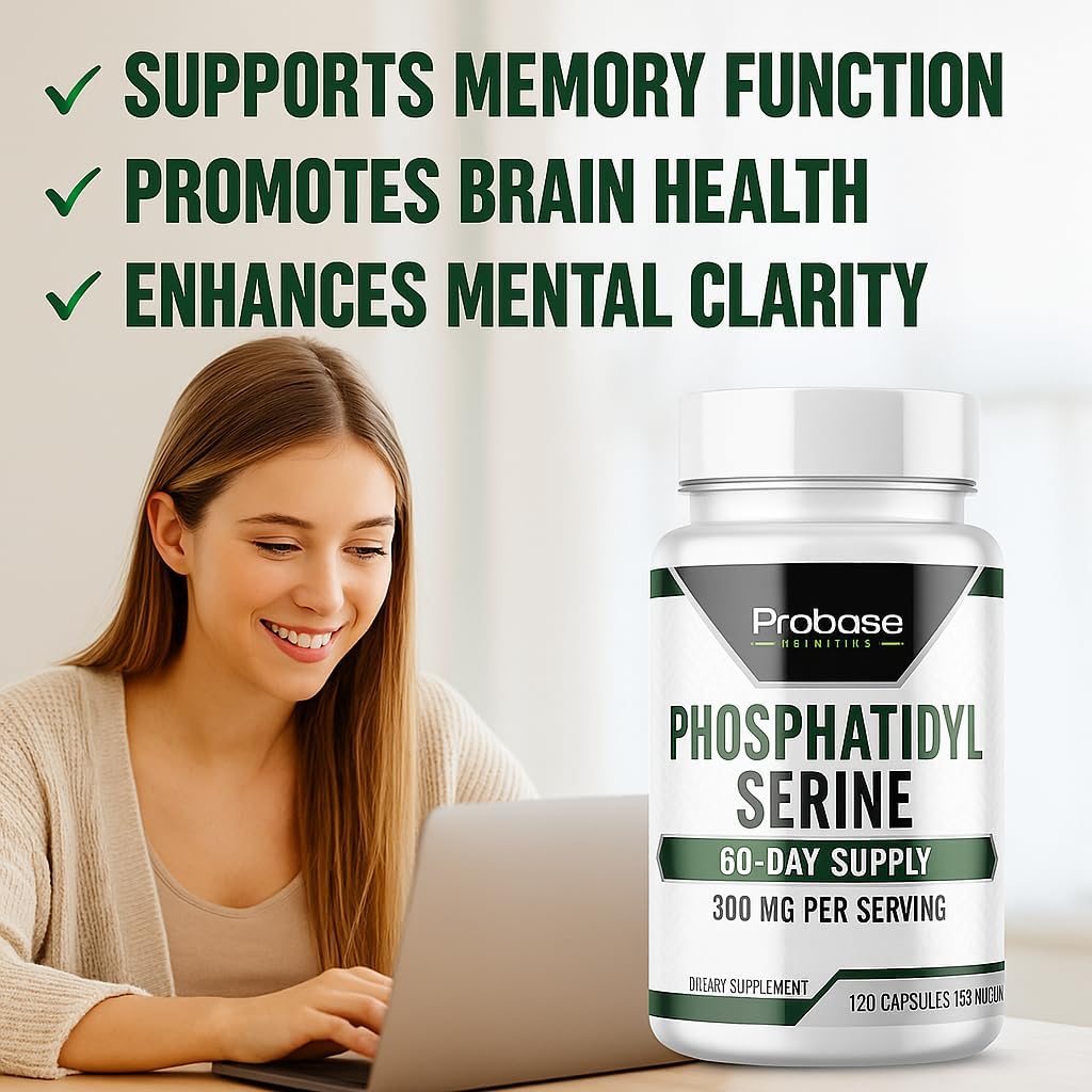 Probase Nutrition Phosphatidylserine 300mg Supplement Brain Health and Memory Support Non-GMO Gluten Free 120 Capsules Phosphatidyl Serine Complex - Image 7