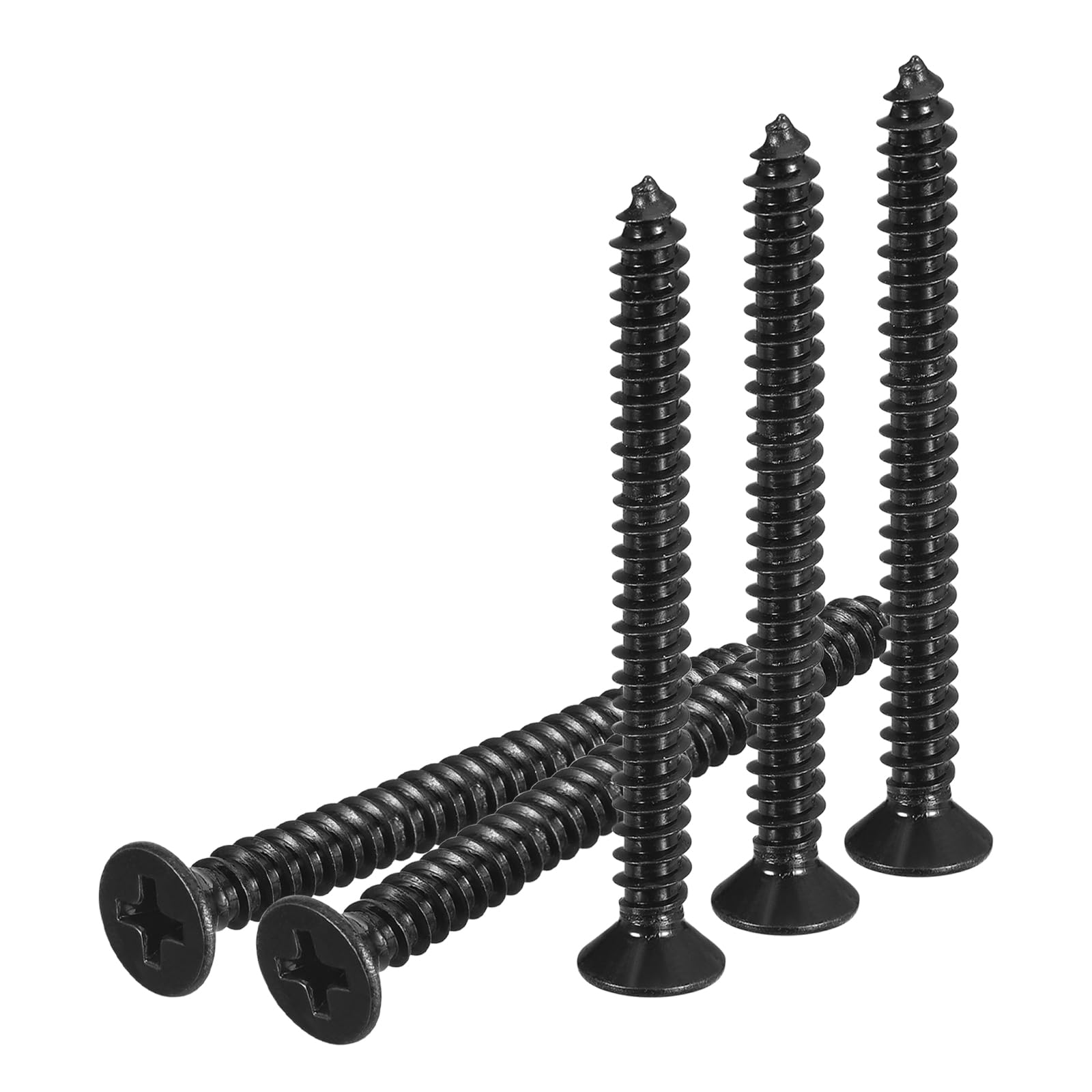DTGN 50Pcs #10x2" Flat Head Wood Screws, 304 Stainless Steel Phillips Self Tapping Screws - Good for Woodworking Furniture - Black
