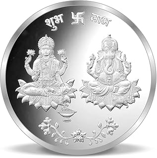 Generic Dhanterus Diwali Deepawali Gift Laxmi Ganesh Ji Coin Laksmi Ganesh Ji Coin Silver Pack of 1 Export Quality, MBESSC...