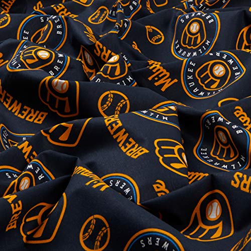 Premium MLB Milwaukee Brewers Cotton Broadcloth Fabric by the Yard for Crafting and Quilting Enthusiasts 3 Premium MLB Milwaukee Brewers Cotton Broadcloth Fabric by the Yard for Crafting and Quilting Enthusiasts - Image 2
