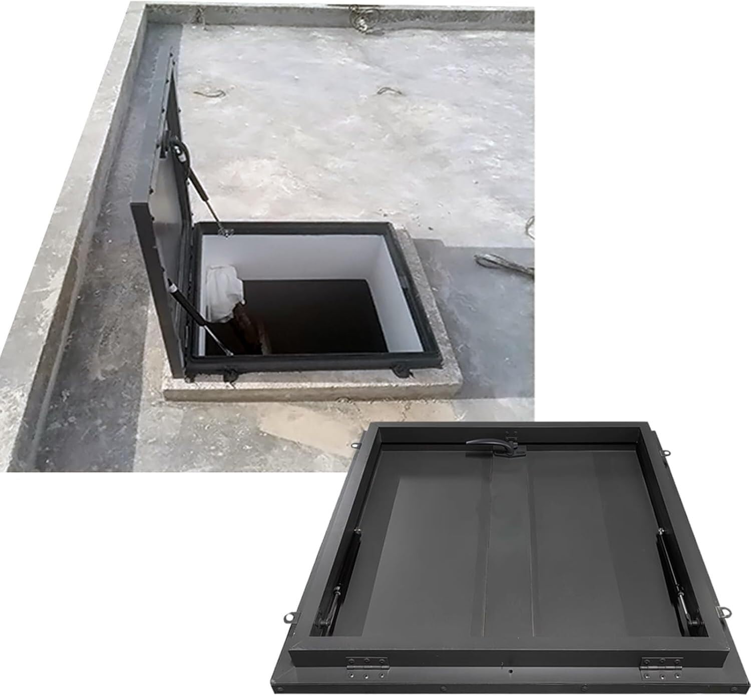 VUIKLCty Roof Access Door With Hydraulic Support Struts And Reinforced Crossbeam(80x80CM/31.5x31.5in)