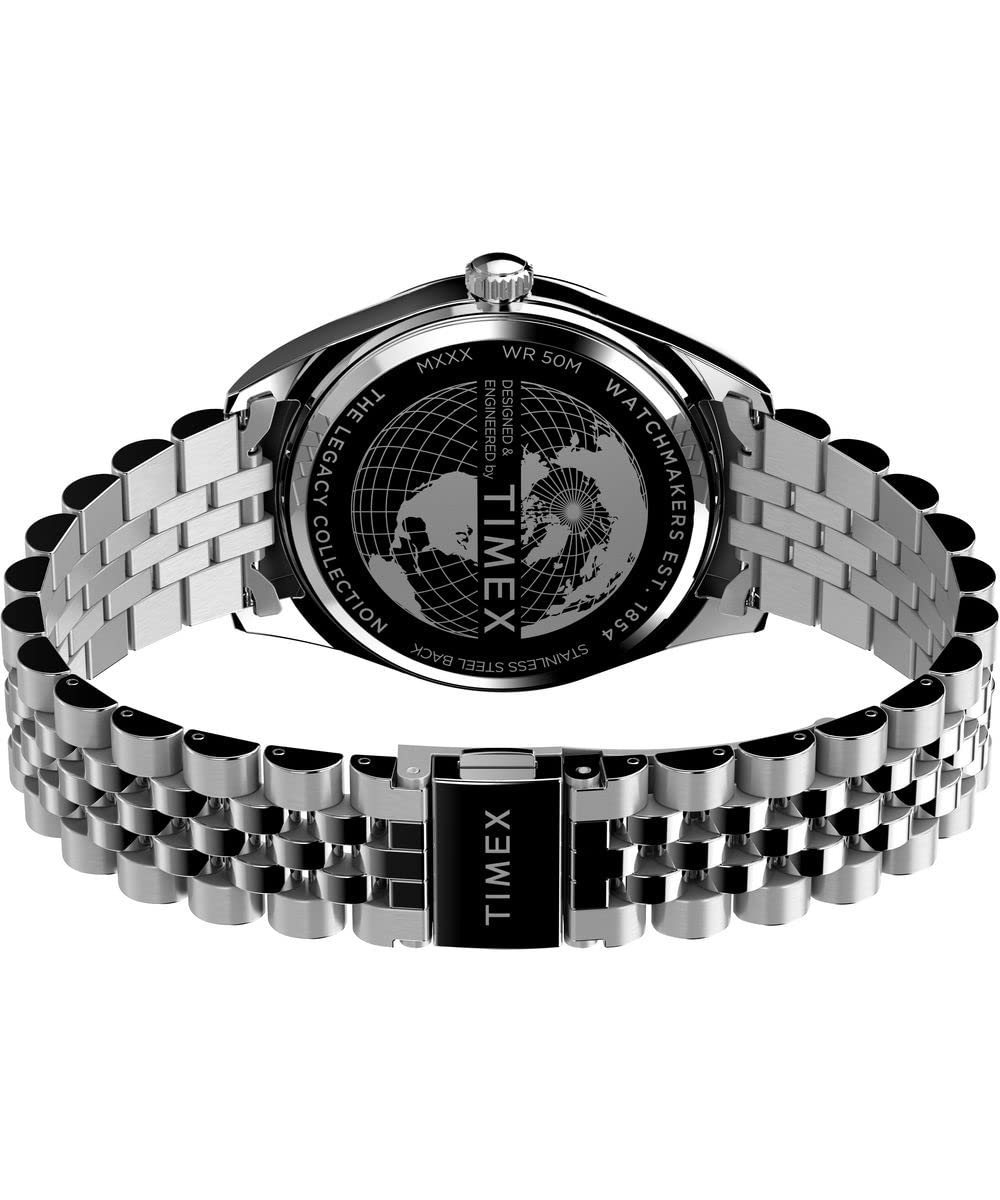 Timex Trend zegarek męski 41 mm – bransoletka ze stali nierdzewnej, czarna tarcza, koperta w kolorze srebrnym, TW2V67800