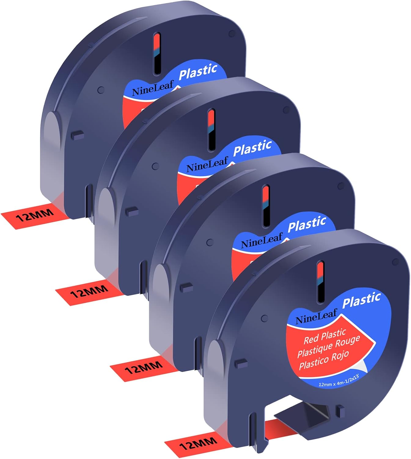 NineLeaf Compatible for DYMO LetraTag Refills 16952 S0721530 Clear Plastic Label Tape 12mm x 4m (1/2" x 13') Black on Clear Label Maker Tape Refill for Letratag Plus LT100H LT100T QX50, 10-Pack