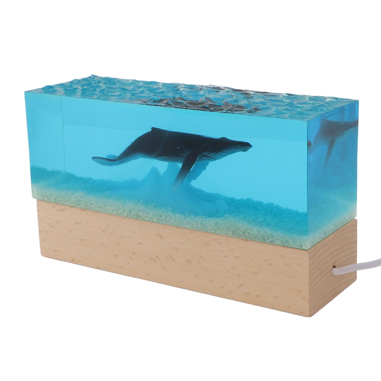 TOPINCN Kunstharz-Ozean-Nachtlicht, Handgefertigte Unterwasserwelt mit Buckelwalen, Eisige Meereslandschaften, USB-betriebene LED-Schreibtischlampe für Schlafzimmer-Dekoration,