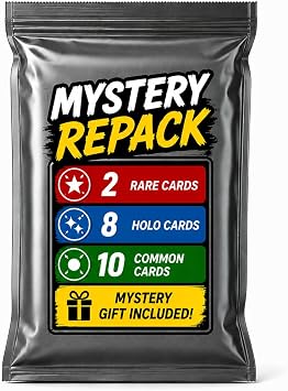 Mystery Repack Trading Card Pack, 20 Cards with 2 Rare, 8 Holo, 10 Common, Plus Mystery Gift