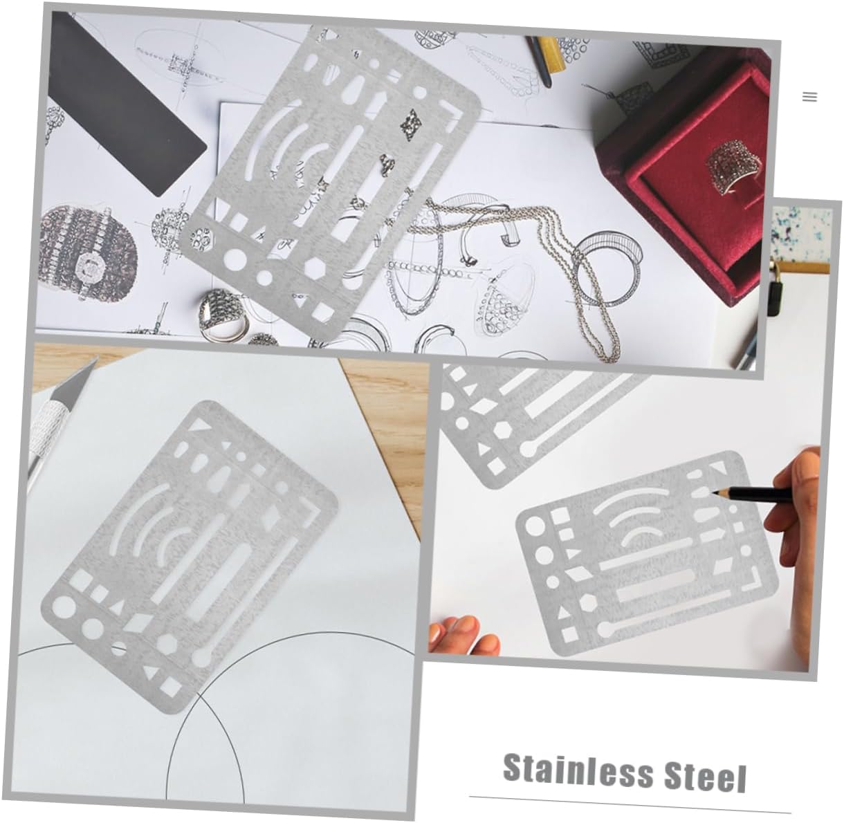 DOITOOL 6Pcs Stainless Steel Eraser Shield Drawing Drafting Tool Portable Reusable for Artists Beginners Crafting and Engineering Designs