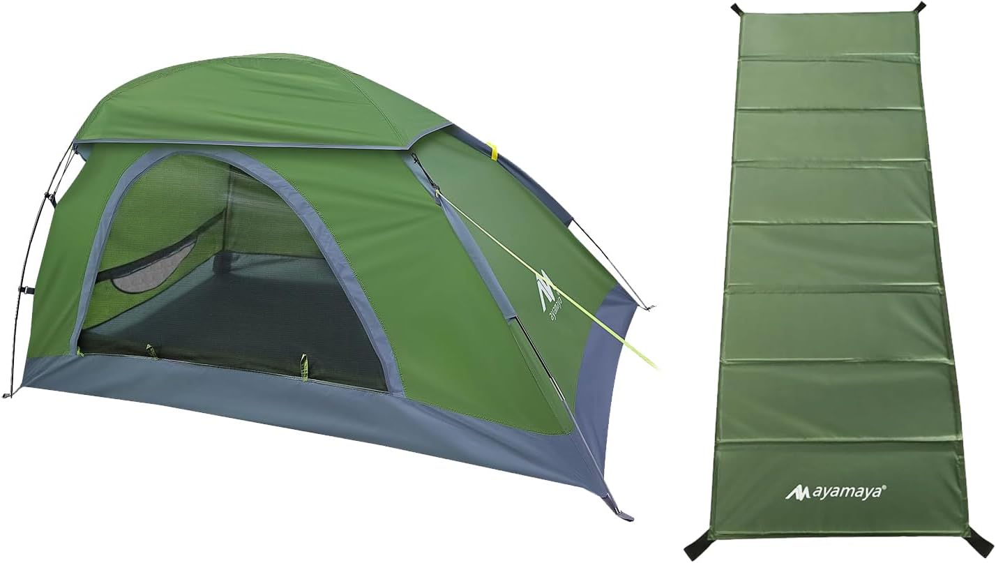 Foam Sleeping Pad + 1 Person Tent, Single Backpack Tent + Extra Thick Waterproof Tent Footprint Inner Camping Mat for Outdoor Backpacking Hiking Picnic Camping