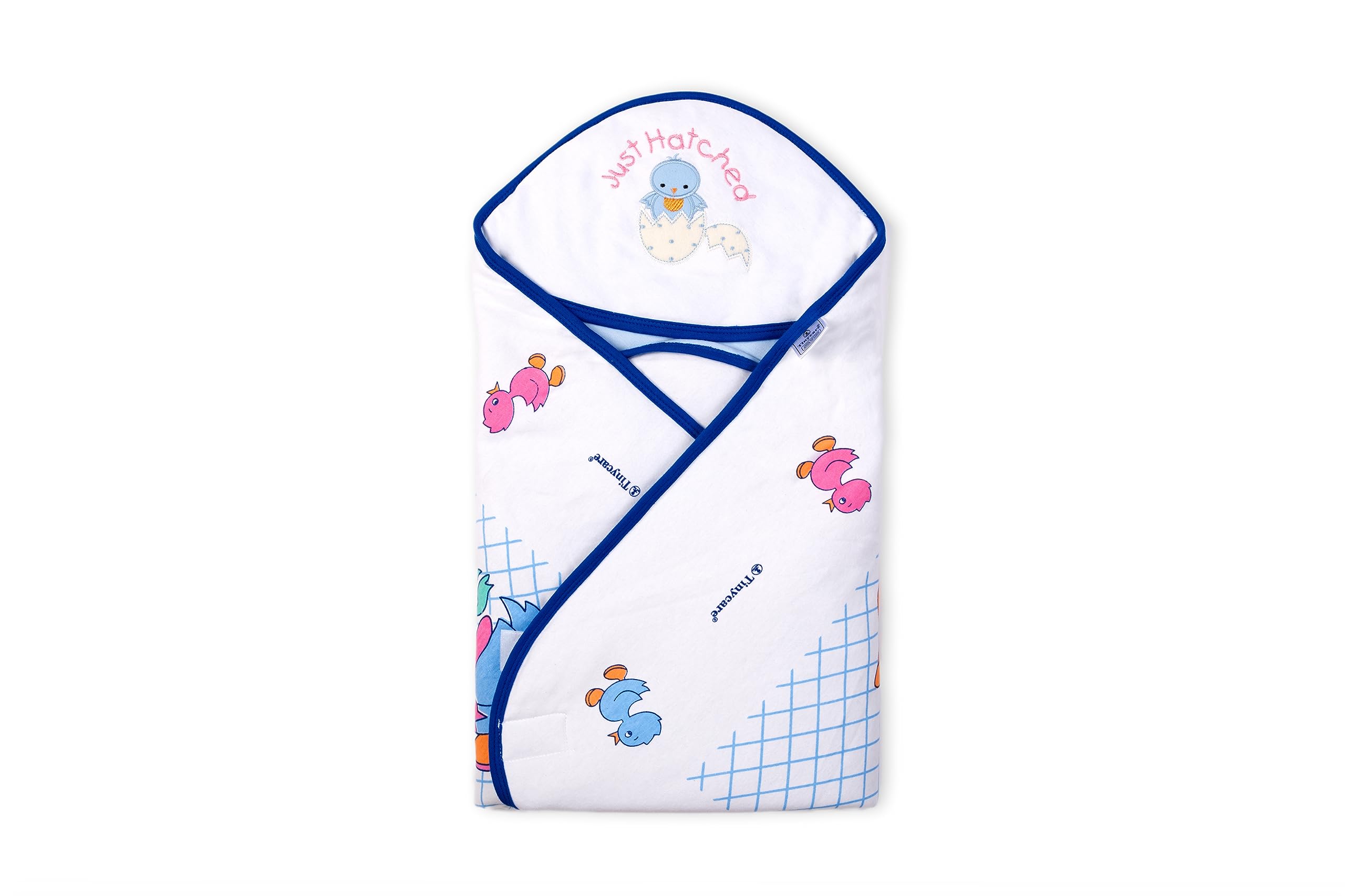 Tinycare Baby Wraps with Polyfill White Printed Blue | 70X70 cm
