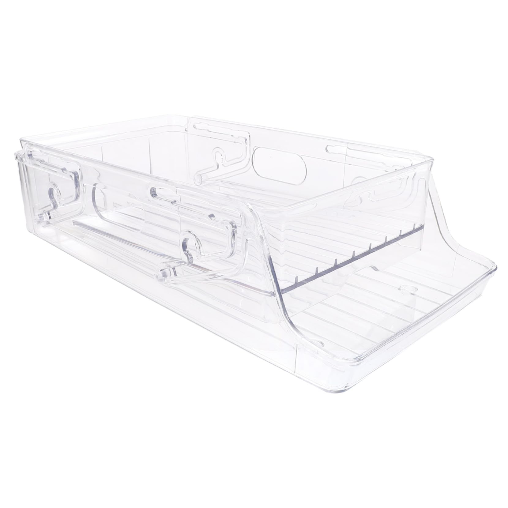 Contenitore Portabevande per Frigorifero Trasparente Ruote, Distributore di Lattine per Bevande Refrigerate, Organizer Plastica Salvaspazio per Cucina e Conservazione Alimenti