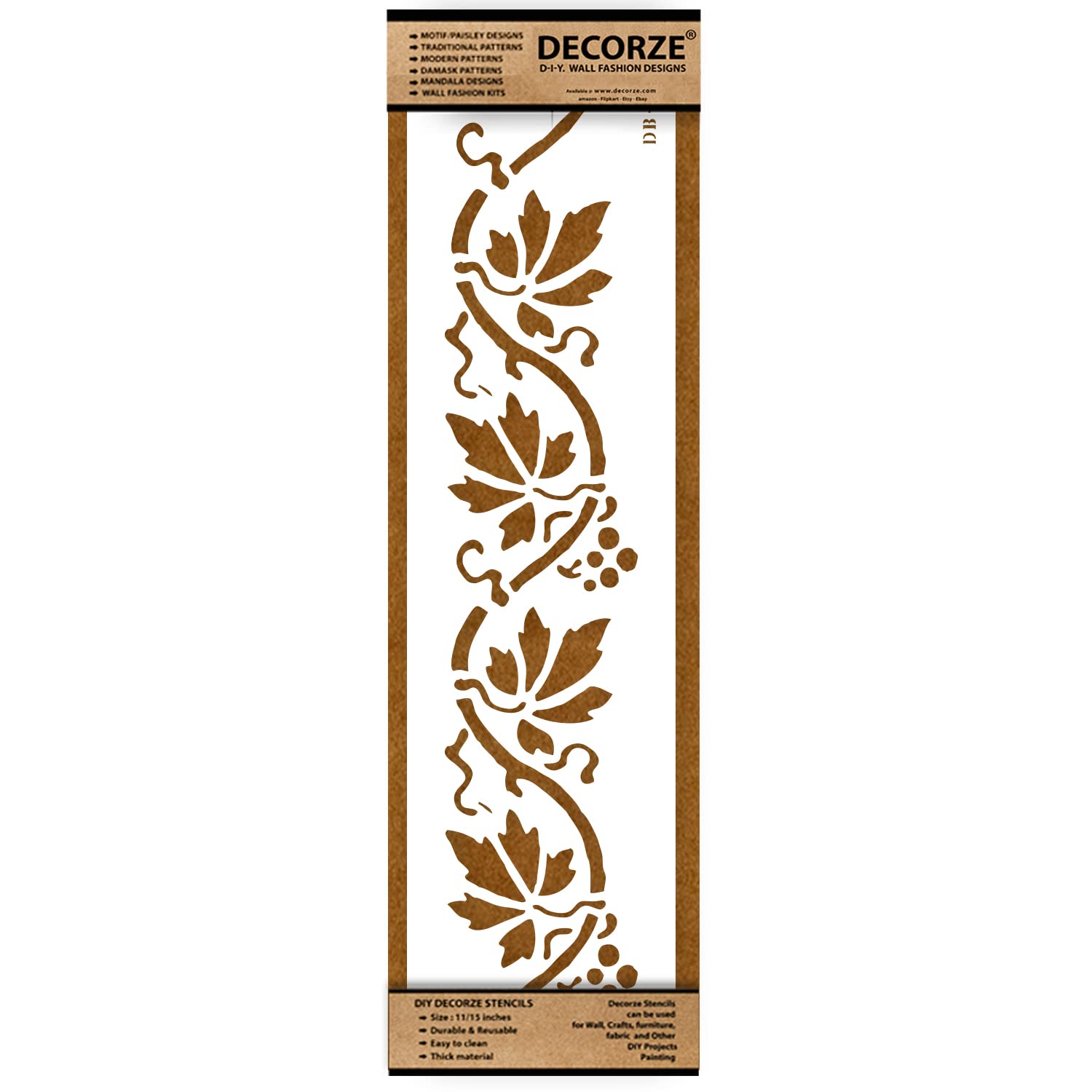 DECORZE Painting Stencils | Wall Stencils for Home| Living Room| Bedroom Painting | Stencil Border Painting | Pattern Stencil | D Border Stencils (DB-71) (B0BW99T939) Amazon Price History, Amazon Price Tracker