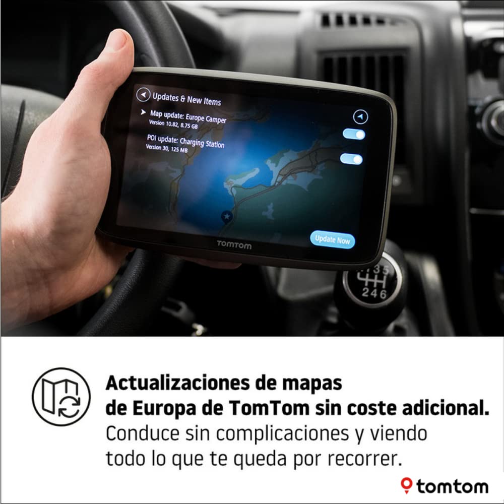 TomTom GPS para carvanas y autocaravanas con Pantalla de 6" GO Camper Tour, Actualizaciones Mediante Wi-Fi y Avisos de Radares de Tráfico, Mapas del Europa