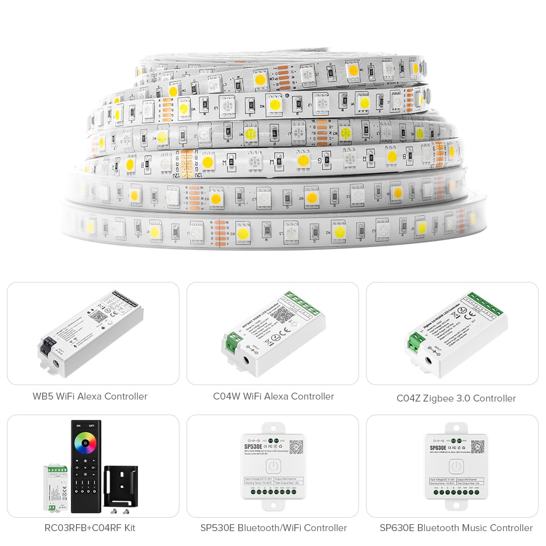 BTF-LIGHTING RGBCCT 5 Colores En 1 LED 5050SMD RGBWW RGB Temperatura De Color Regulable Ajustable 2700k 6500k 16 4ft 96ledm 480leds Cinta Led