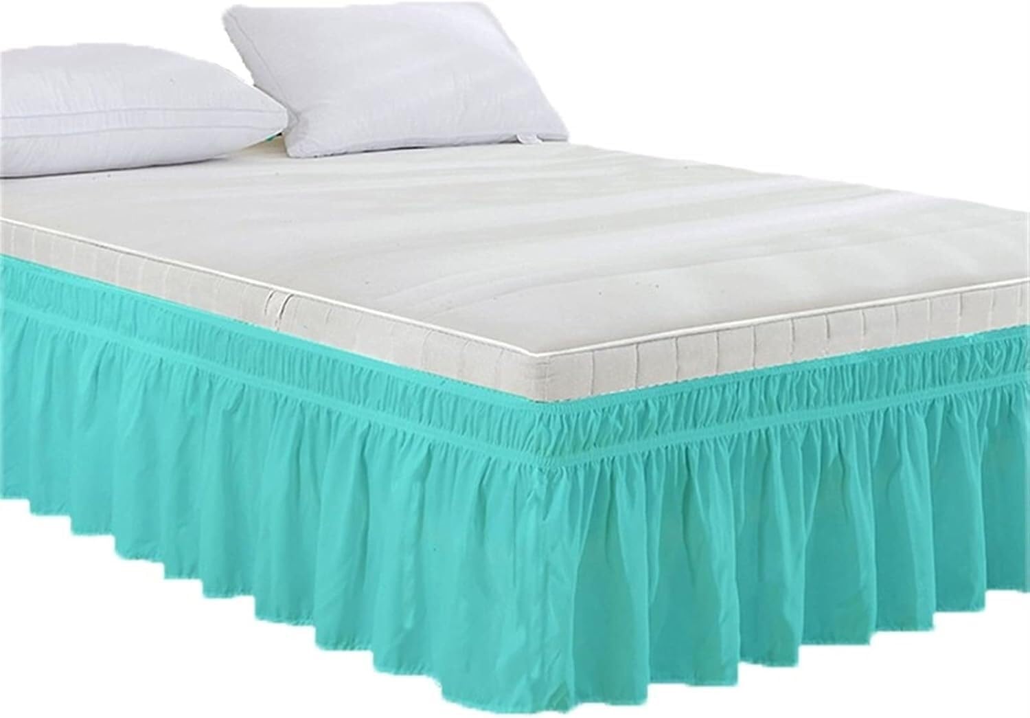 Jupe de lit sans surface Queen bleu clair pour cacher le sommier facilement