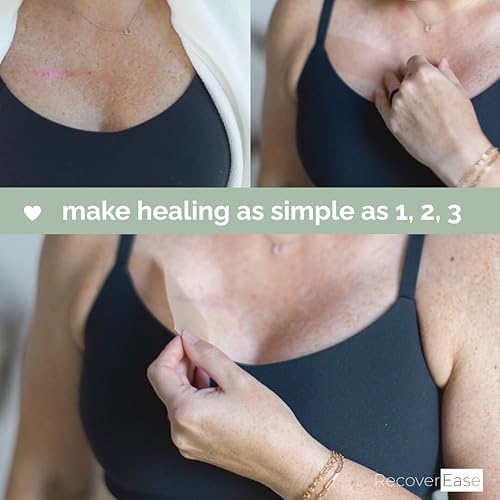 Miniatura 7 de Tiras de silicona para cicatrices  Paquete de 6 cintas de silicona de grado médico envueltas individualmente y reutilizables para mastectomía,