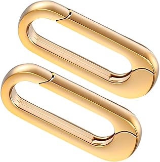 2pcs Oval Jewelry Clasps 18k Gold Necklace Enhancer Shortener Spring Bail Clasp Rings Pendant Clasp Connector Carabiner Bracelet Extender for Jewelry Bracelet Making