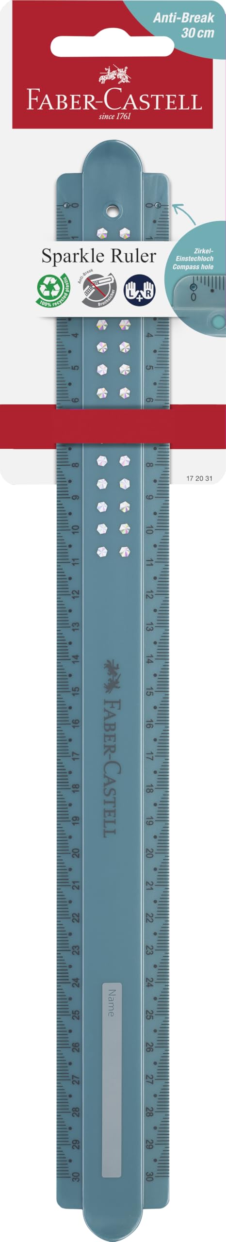 Faber-​Castell 172031 - Righello Sparkle 30 cm - Verde oceano