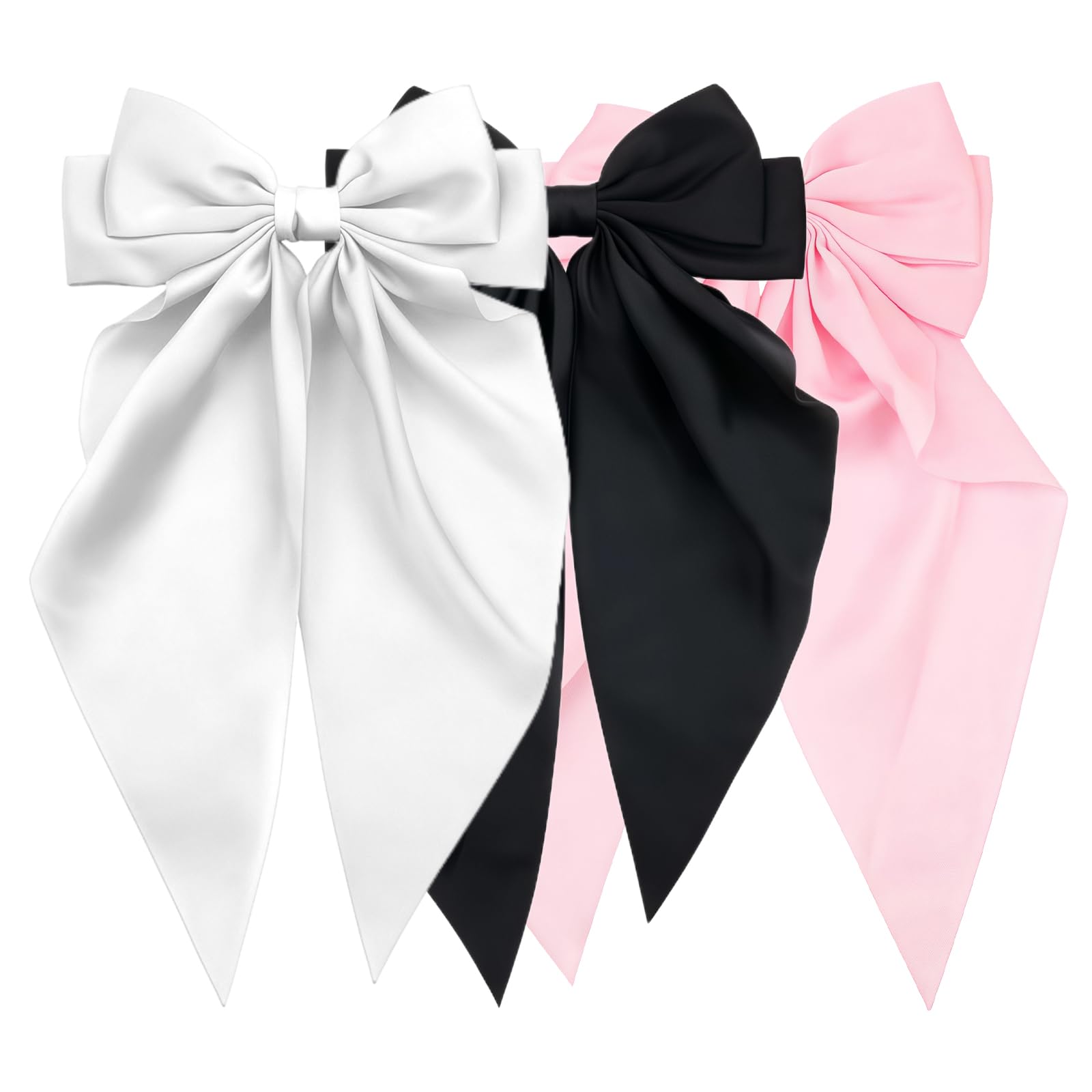 YUXITA 3 Piece Elegant Bowknot Hair Clip Headdress For Women Stylish Big Ribbon Hair Accessory For Wedding Party Daily Use