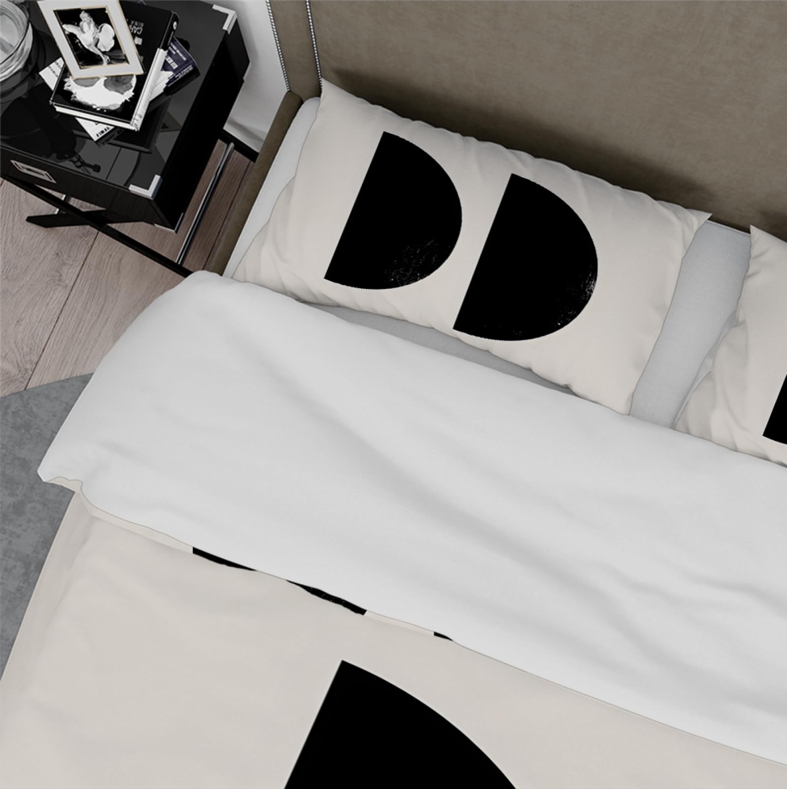 Nowoczesny minimalistyczny styl czarny półokrągłe poszwy na kołdrę na komfortowy sen Top miękki w dotyku zestaw pościeli 155x200cm