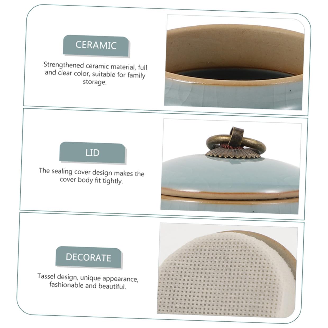 Barattoli Ceramica 2 Pezzi, Contenitori Ceramici Sigillati per Tè | Grande Capienza, Copertura Chiusa, Facile Pulire e Riporre, per Casa e Supermercati