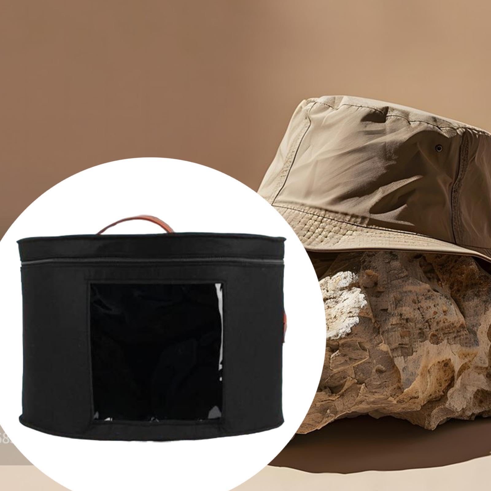 Deevoka Hat Box Zipper Closure Home Storage Foldable Portable Carrier Cowboy Hat Holder, Black