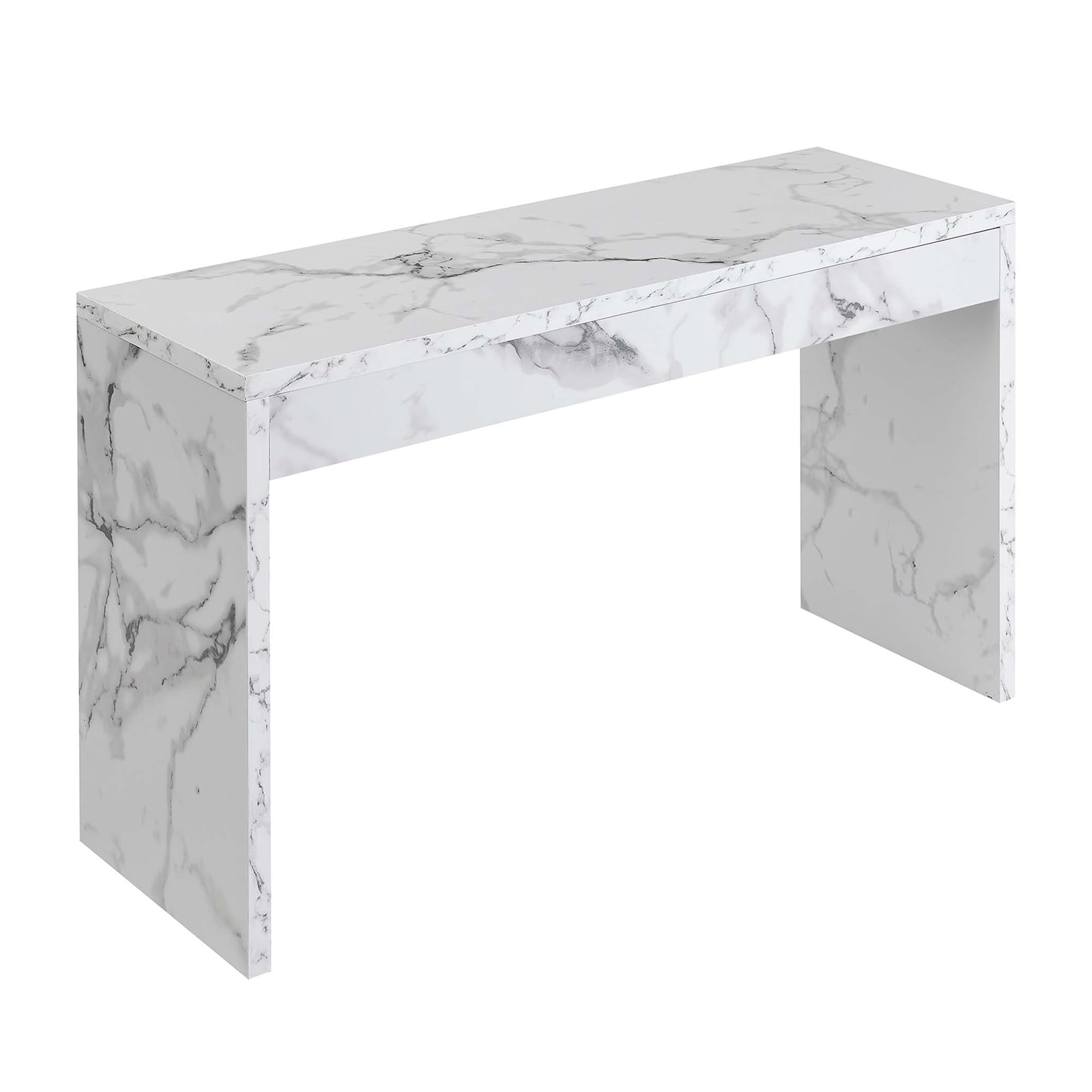 Convenience Concepts Northfield Hall Console Table 48" - Modern Minimalist Narrow Sofa Display Accent for Contemporary Living Room, Entryway, Hallway, White Faux Marble
