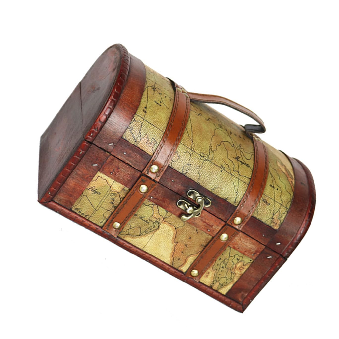 Boîte de rangement élégante en bois marron sur une coiffeuse rétro chic