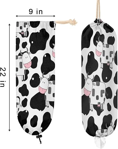 Miniatura 2 de Soporte de bolsa de plástico con dibujos animados de vaca, soporte reutilizable para bolsa de comestibles, dispensador de bolsas de plástico