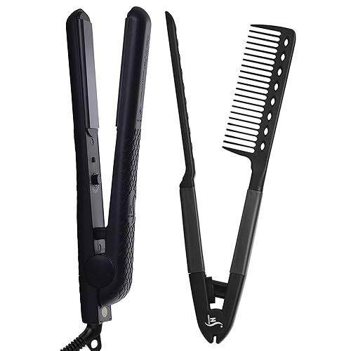 Herstyler Forever Plancha alisadora, alisadora de pelo de cerámica y peine HerStyler para alisar el cabello
