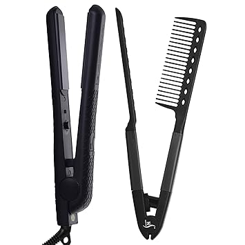 Herstyler Forever Straightening Flat Iron, Ceramic Hair Straightener and HerStyler Comb for Straightening Hair