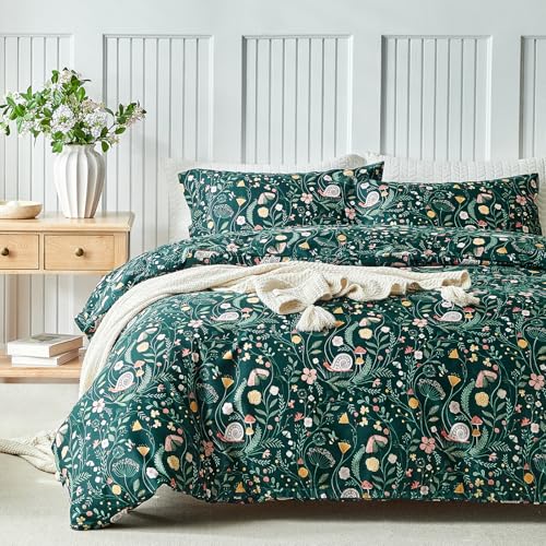 Image of Lekesky King Size Reversible Duvet Cover, Duvet Cover King Size 3 Piece Insect World Microfiber Botanical Bedding Set with Zipper Closure 8 Corner Ties