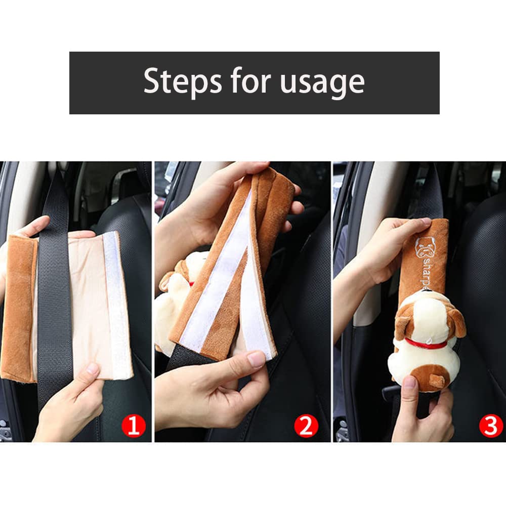 2 Stück Autositz Gurtpolster - Universal Sicherheitsgurtbezug Mit Katzenmotiv Grau