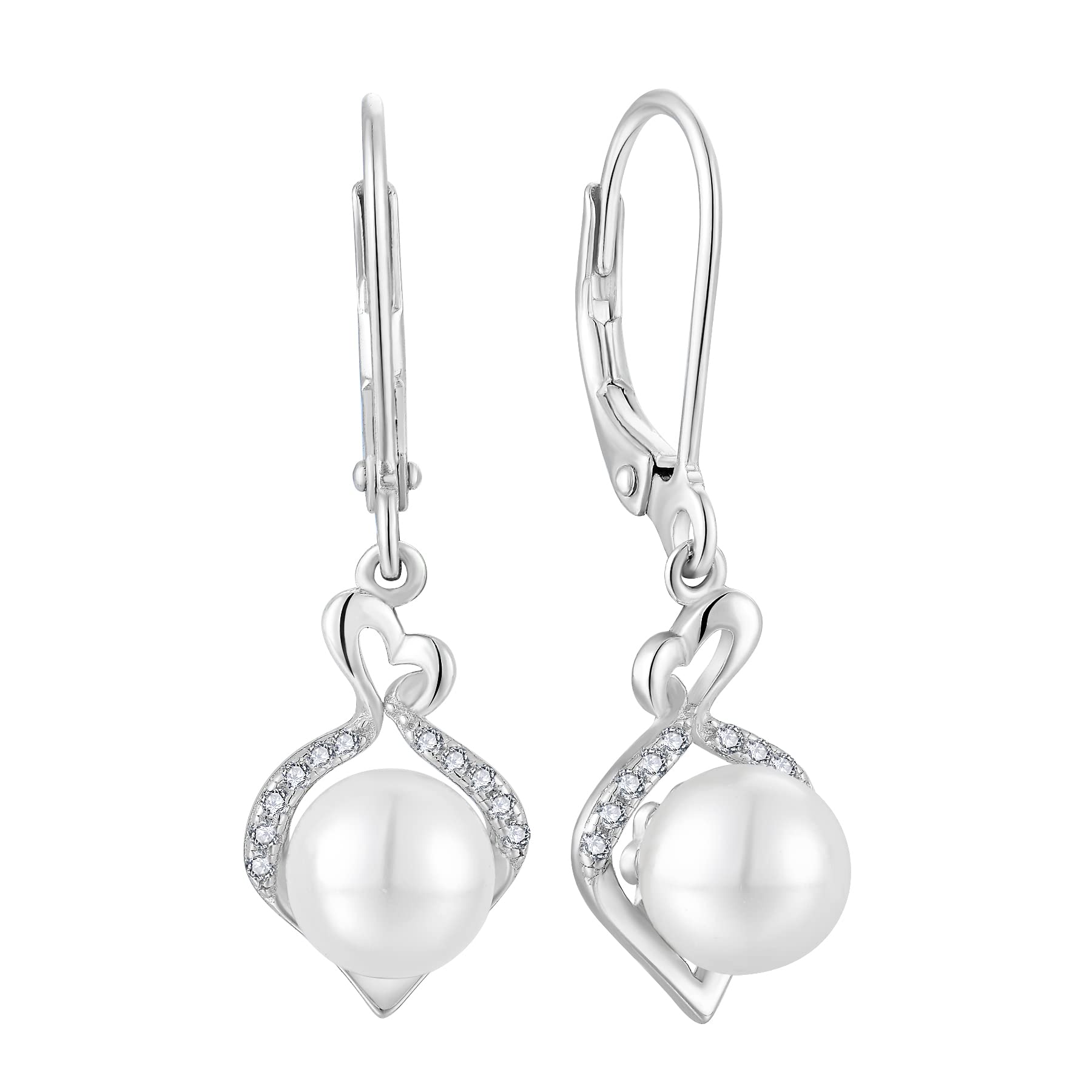 CARICYCARICY Pearl Earrings Dangle Drop Earrings 925 Sterling Silver Infinity Jewelry Gifts for Women Party Birthday