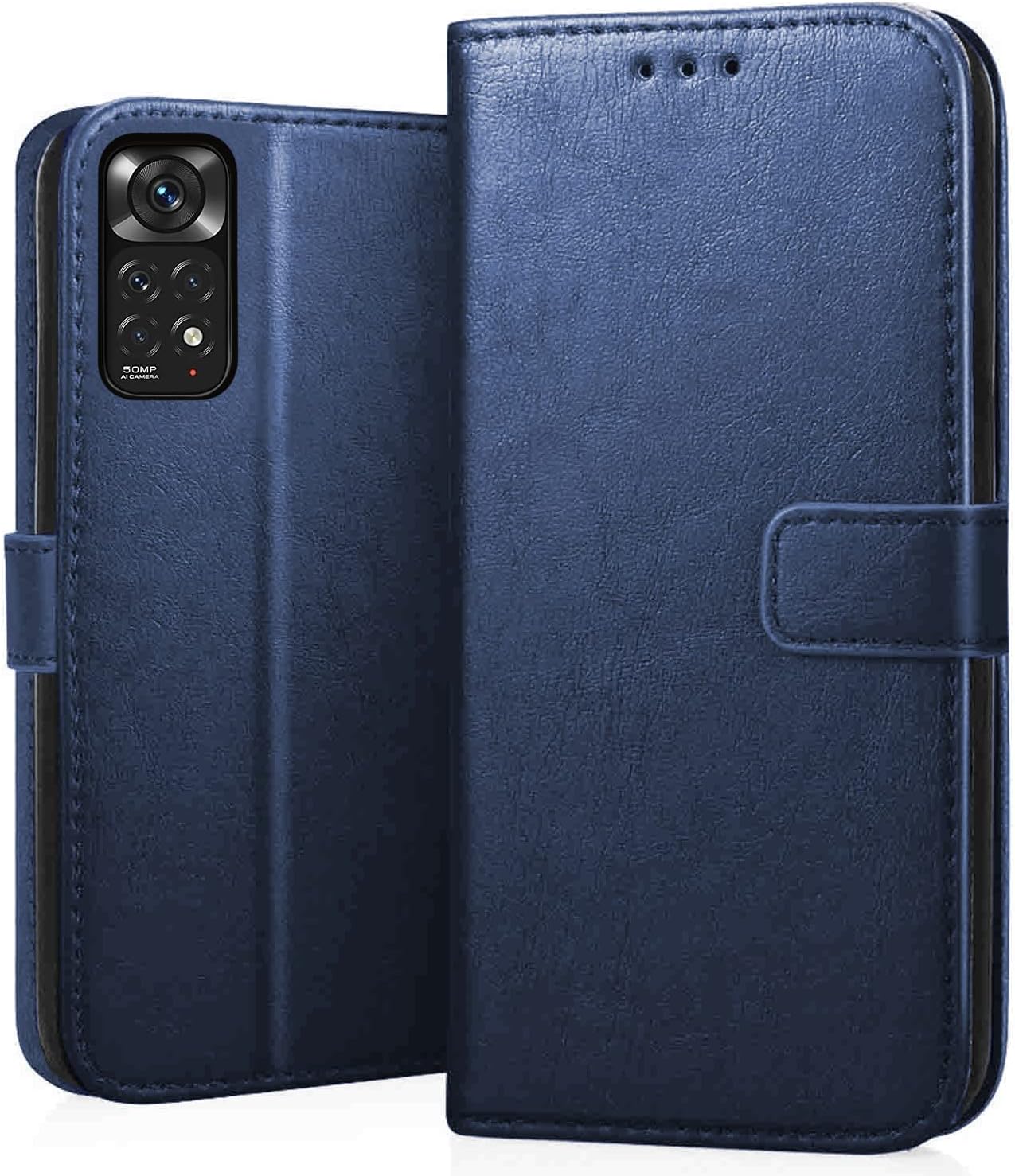 CEDO Redmi Note 11 Pro/Note 11 Pro+ Plus Flip Cover | Leather Finish | Inside Pockets & Inbuilt Stand | Shockproof Wallet Style Magnetic Closure Back Case Flipcover (Blue)