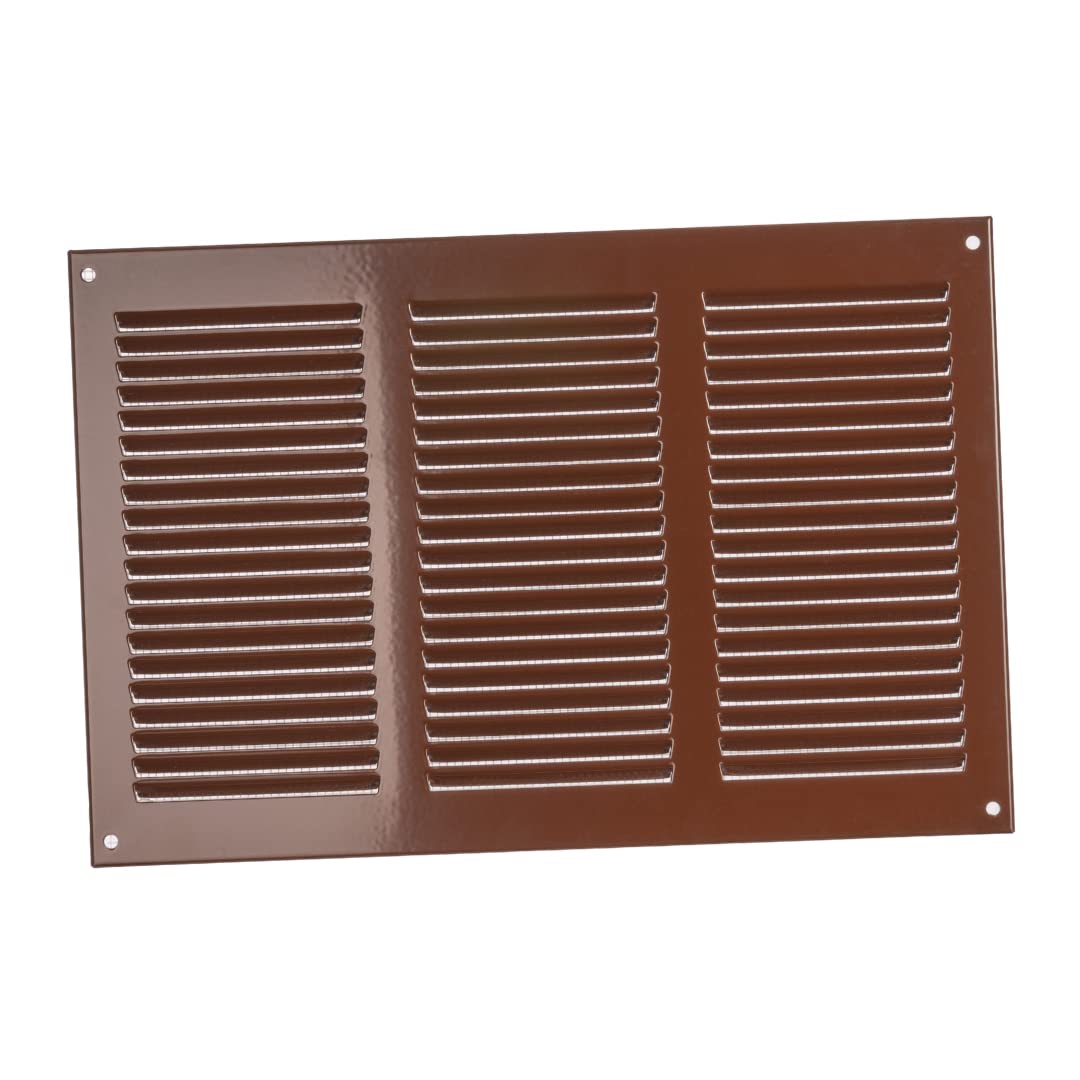 Europlast Brown 300X200mm / 12X8" Inch Metal Air Vent Grille Cover With Insect Mesh - Ventilation Cover