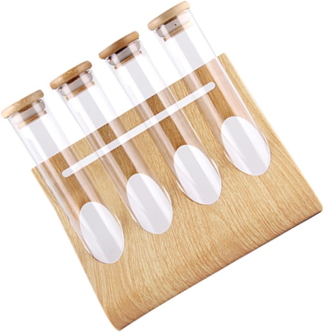 Hemoton Glass Test Tubes with Stoppers Holder Rack Rack Coffee Beans Glass Bottle Glass Storage Jars Containers Tea Display Rack for Coffee Flour Sugar Candy