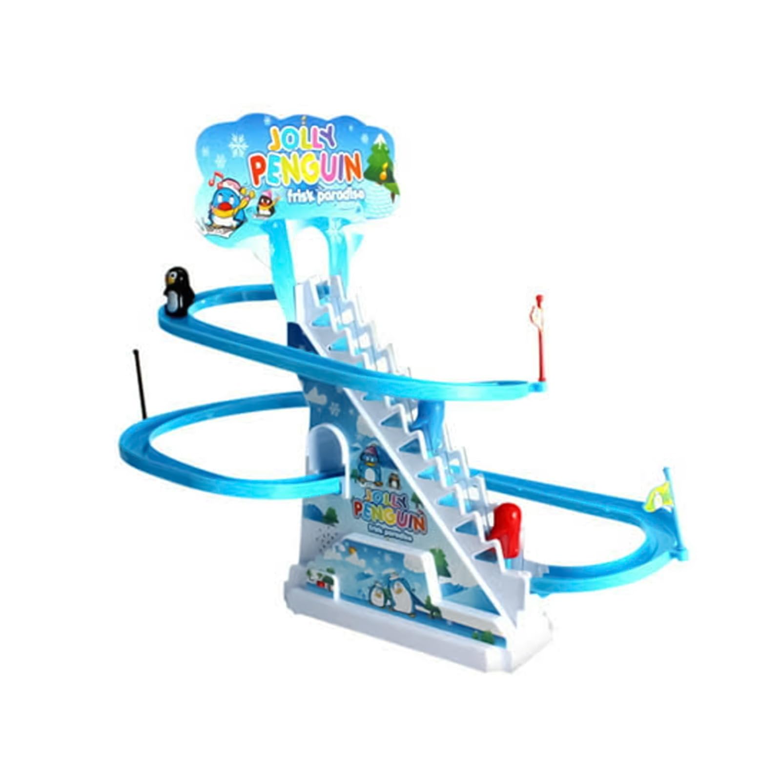 PNJB, Race and Slide Penguins with Music, Climbing Penguin Cartoon Racetrack Set Little Lovely Penguins Slide Toy, Toy with Lights and Music, Penguin Race Game