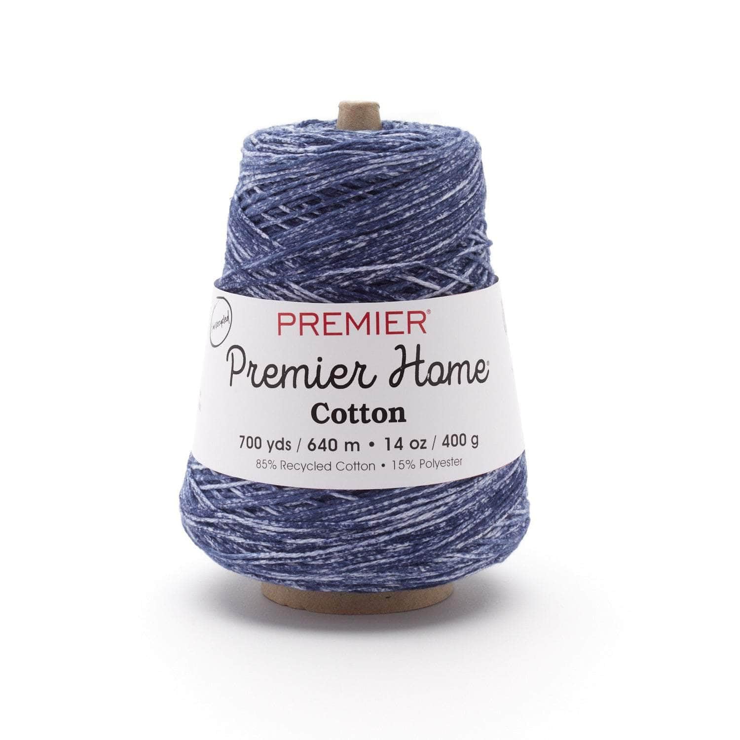 Premier Yarns Home Cotton Cone Yarn, Ideal Knitting and Crochet Supplies, Made of Recycled Cotton and Polyester, Denim Splash, 700 Yards